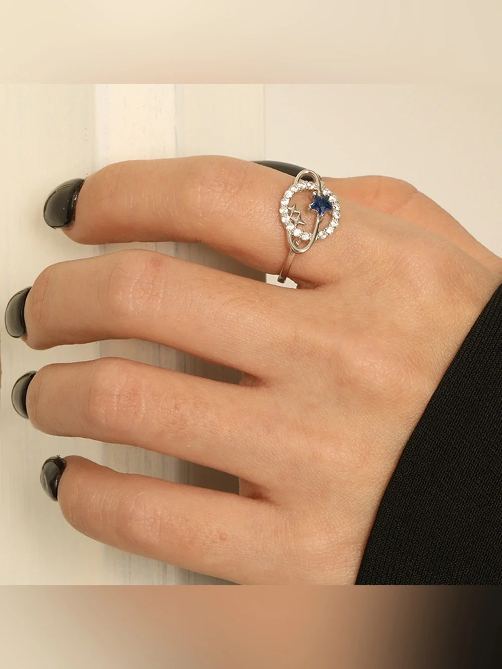 Planet Shape Inlaid Zircon 925 Sterling Silver Ring